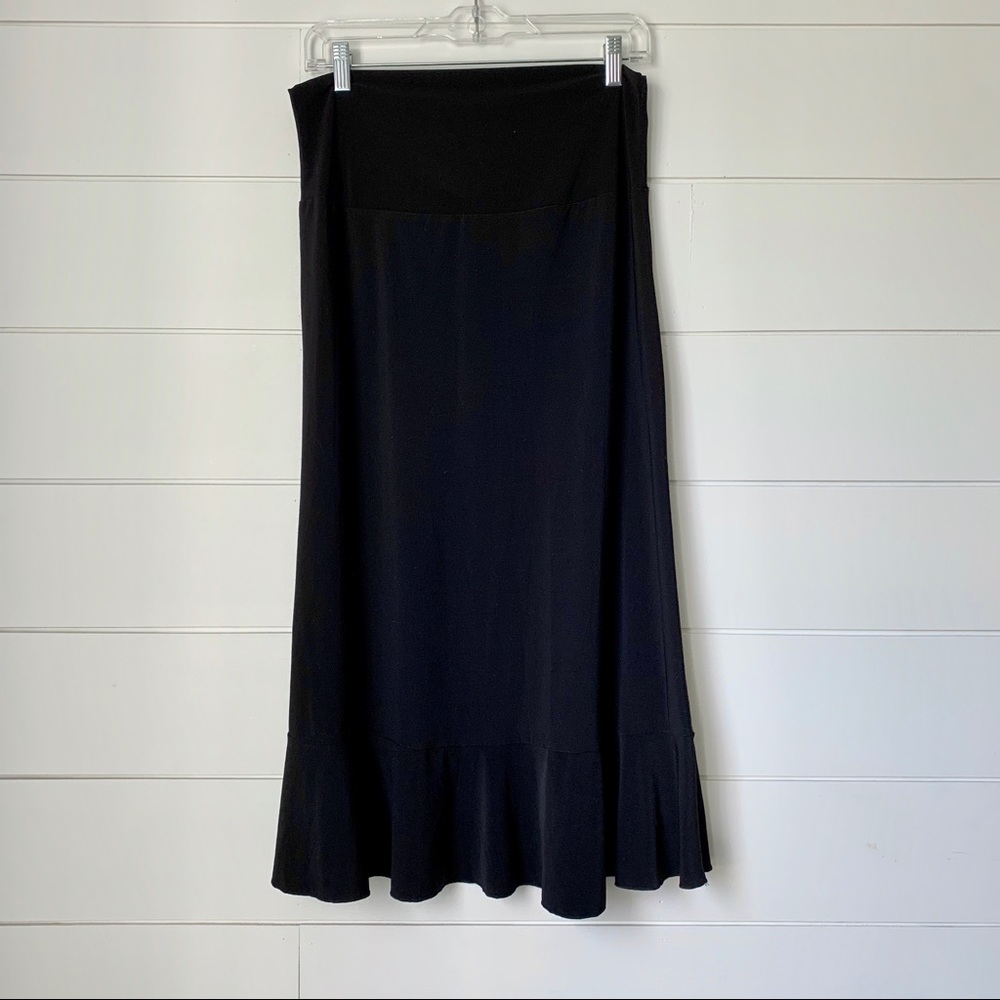 ES SE Black Ruffle Midi Skirt